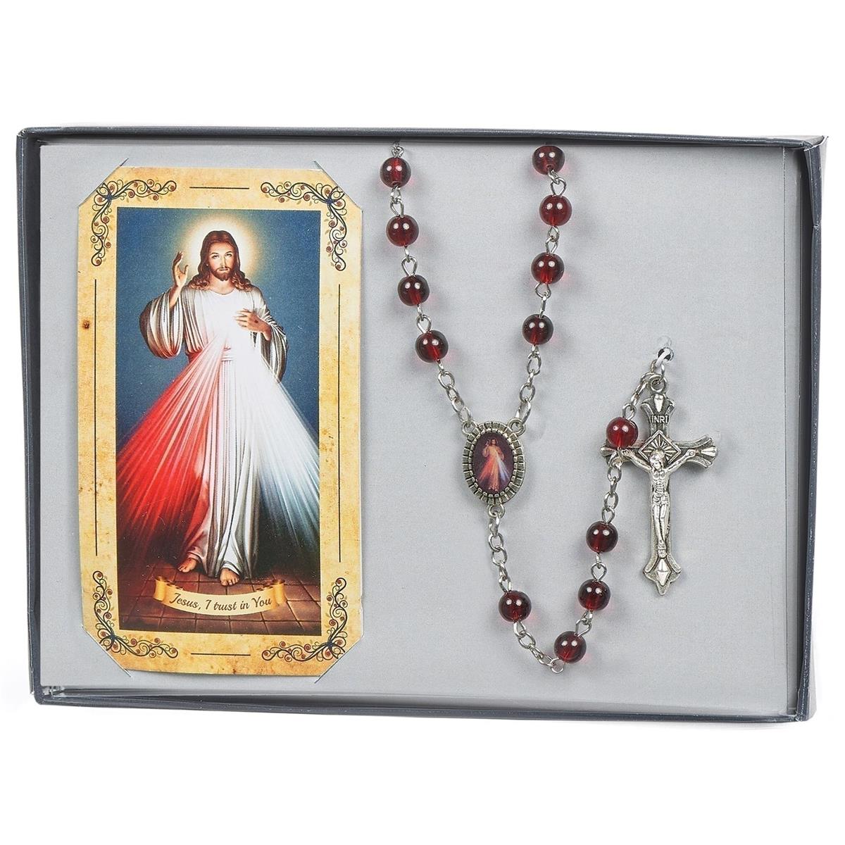 20"L DIVINE MERCY ROSARY IN GIFT BOX W/PRAYER CARD