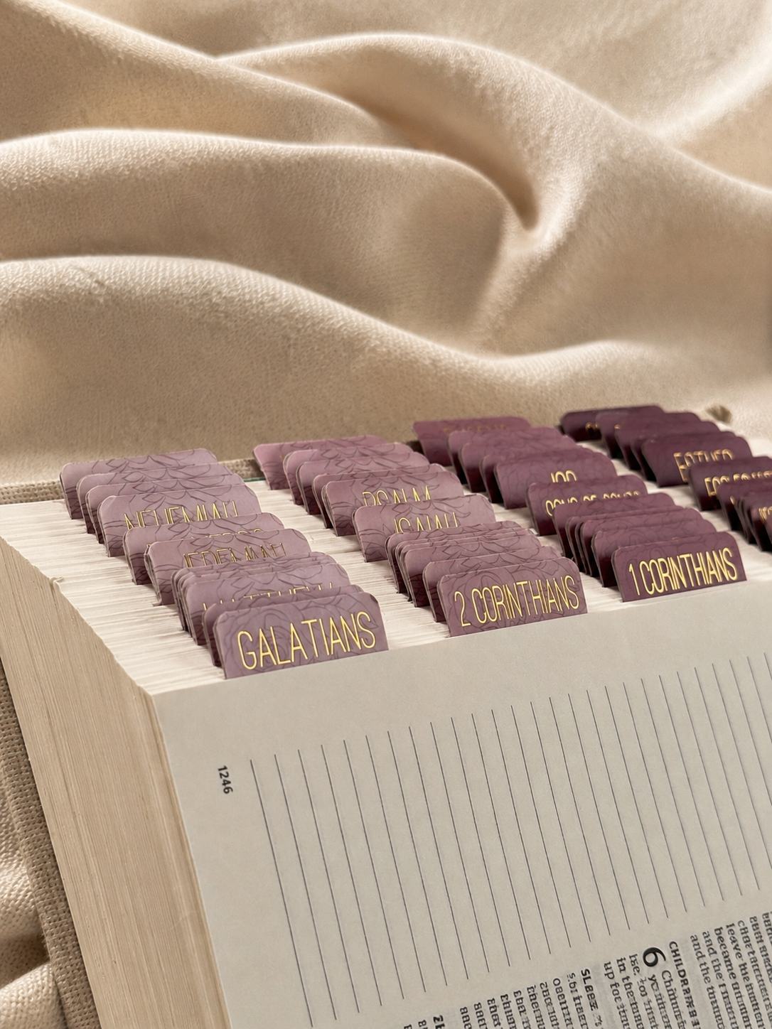 Bible Tabs — Rose Floral + Gold Foil (Matte-Coated)