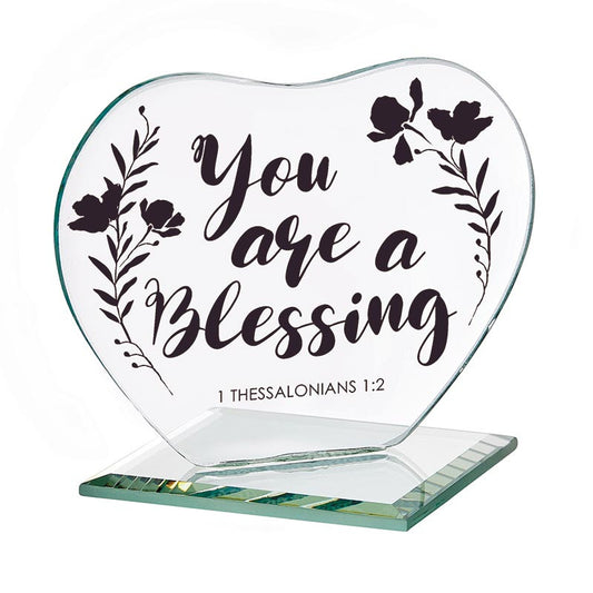 You Are a Blessing Glass Heart Stand