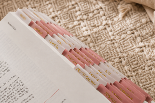 Bible Tabs — Pink + Gold Foil (Matte-Coated)
