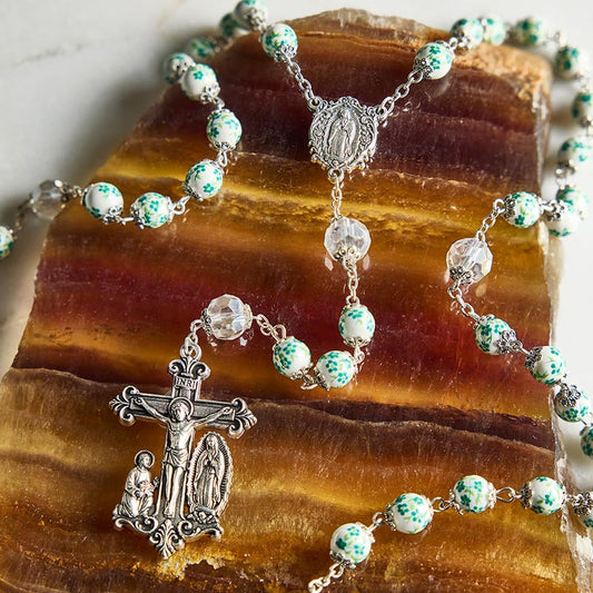 Our Lady of Guadalupe Guilia Signorelli Rosary- Green Ceramic