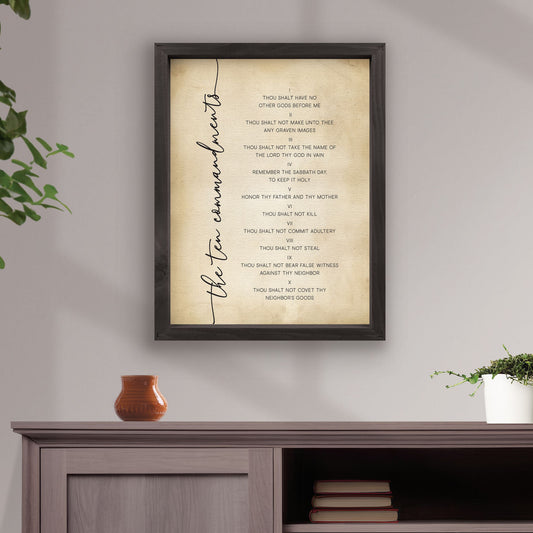 Tea & Ink Framed Linen Art - The Ten Commandments
