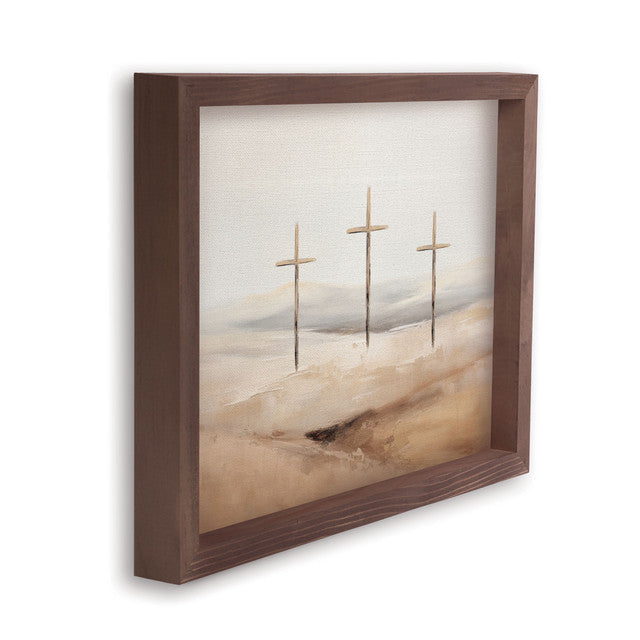 Wonderous Watercolors Collection Framed Linen Art - Three Crosses