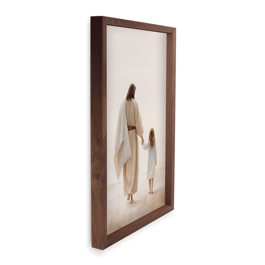Wonderous Watercolors Collection Framed Linen Art - Jesus Walking - XL