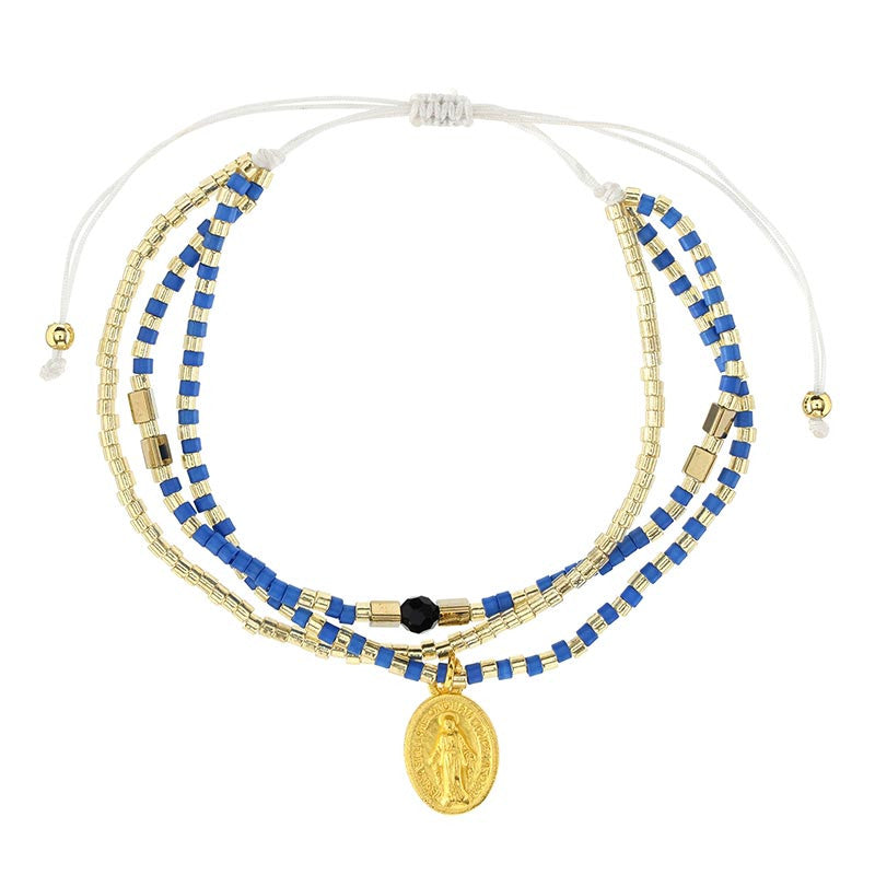 Miraculous Medal Adjustable Bracelets - Blue
