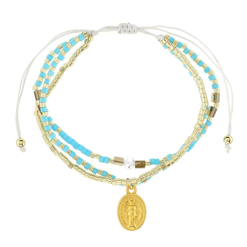 Miraculous Medal Adjustable Bracelets - Turquoise