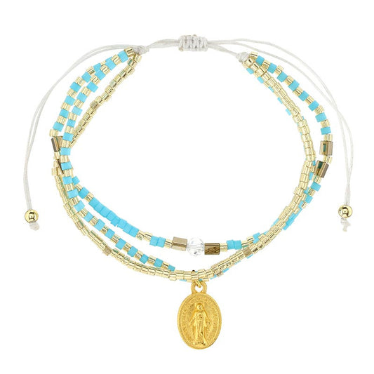 Miraculous Medal Adjustable Bracelets - Turquoise