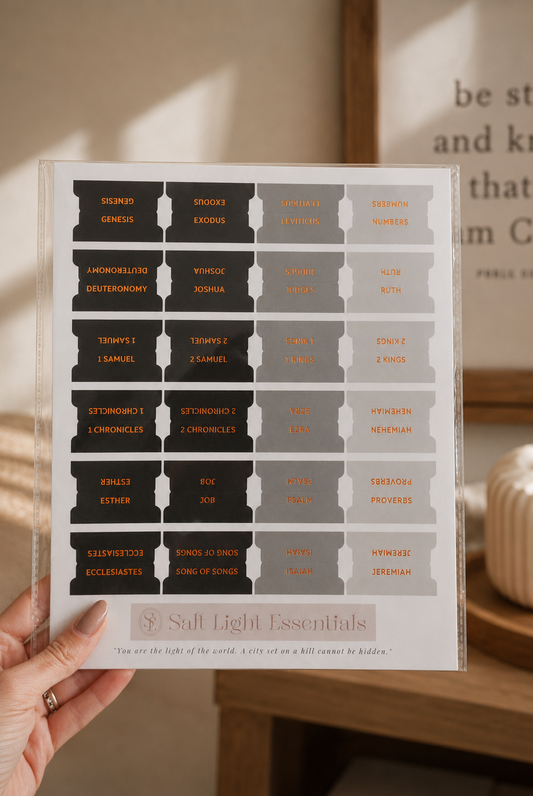 Bible Tabs — Black + Copper Foil (Matte-Coated)