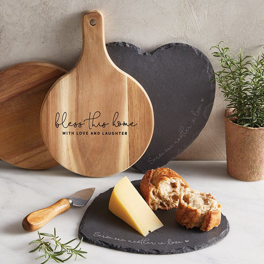 Wood Paddle Cheese Board Set - Bless this Home