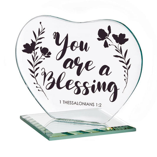You Are a Blessing Glass Heart Stand