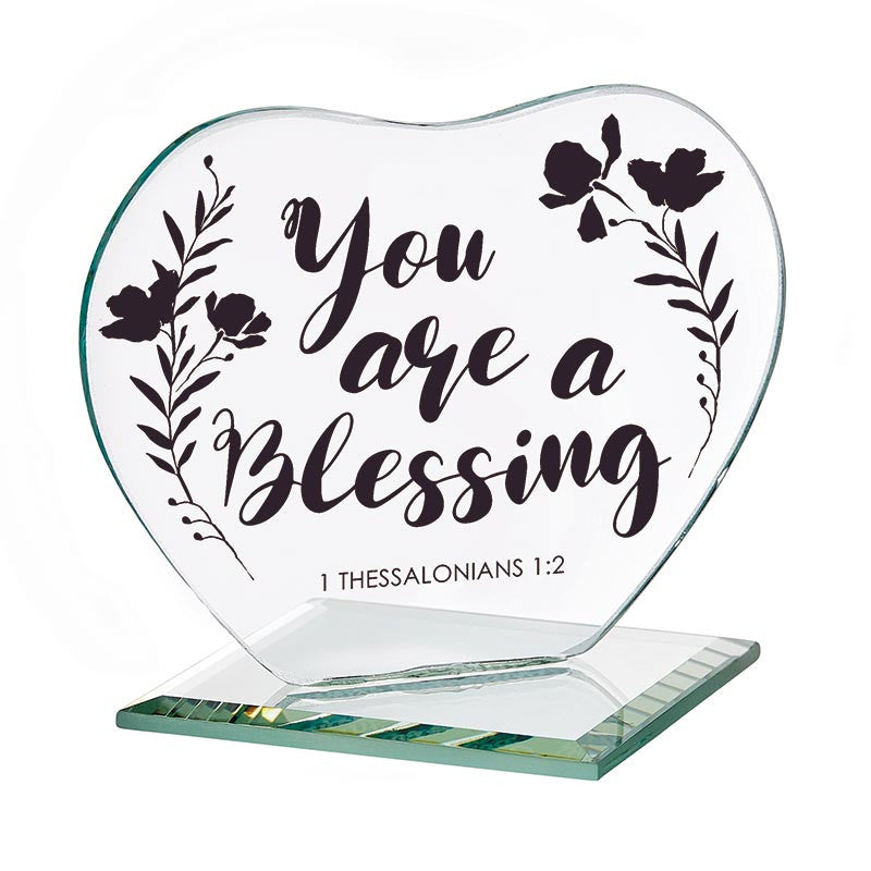 You Are a Blessing Glass Heart Stand