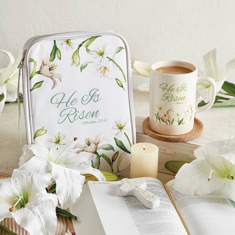 White Bible Cover - He Is Risen