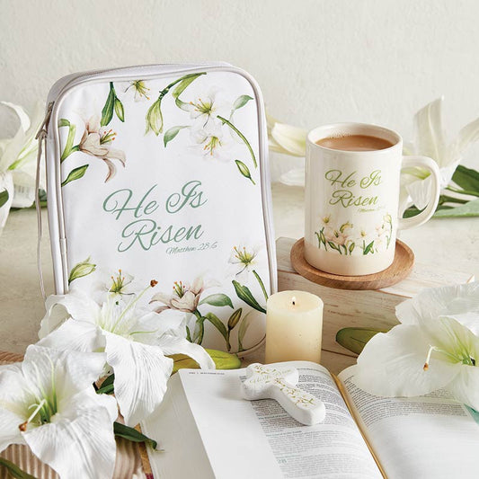 White Bible Cover - He Is Risen