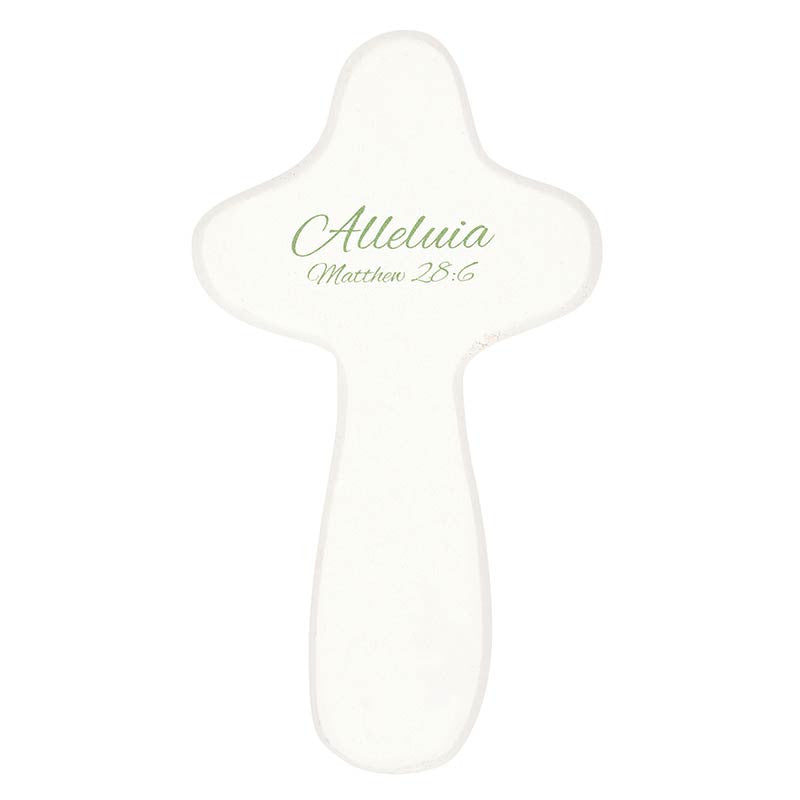 White Handheld Cross - He Is Risen