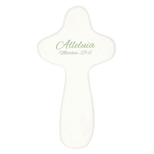 White Handheld Cross - He Is Risen