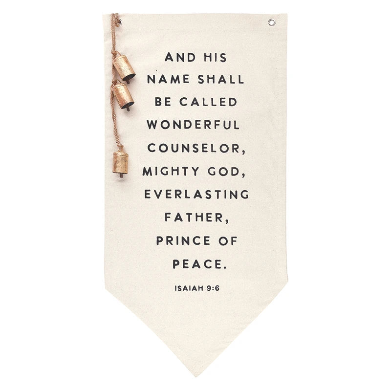 Canvas Banner with Gold Bells - Isaiah 9:6