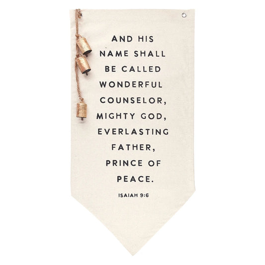 Canvas Banner with Gold Bells - Isaiah 9:6