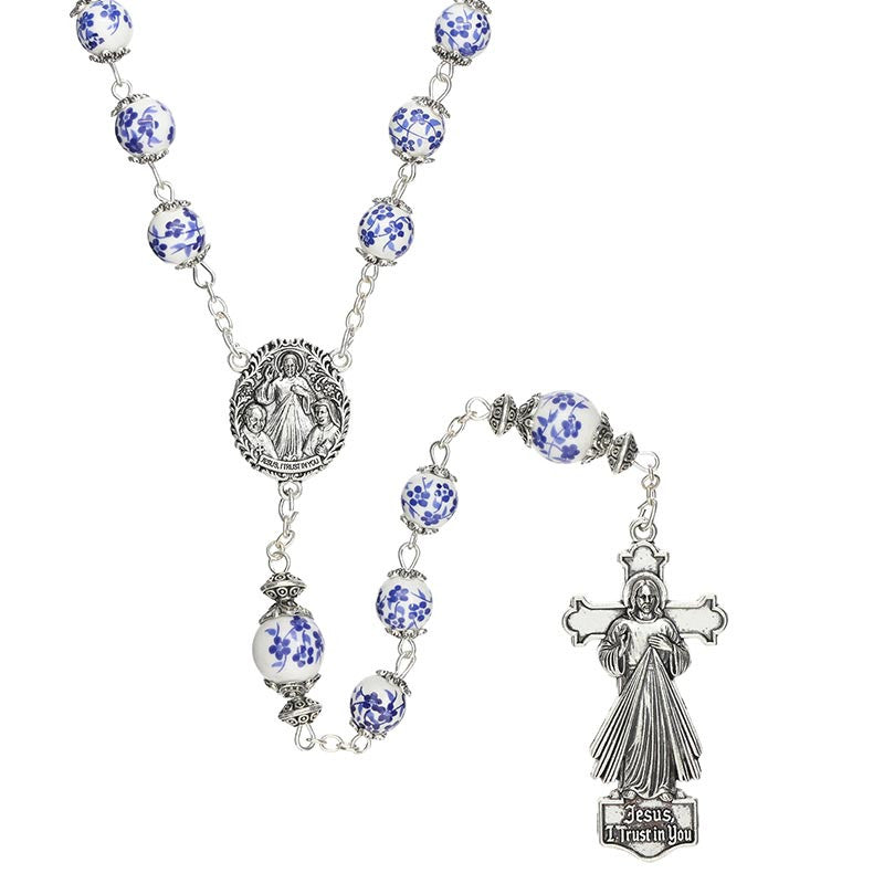 Divine Mercy Guilia Signorelli Rosary- Blue Floral