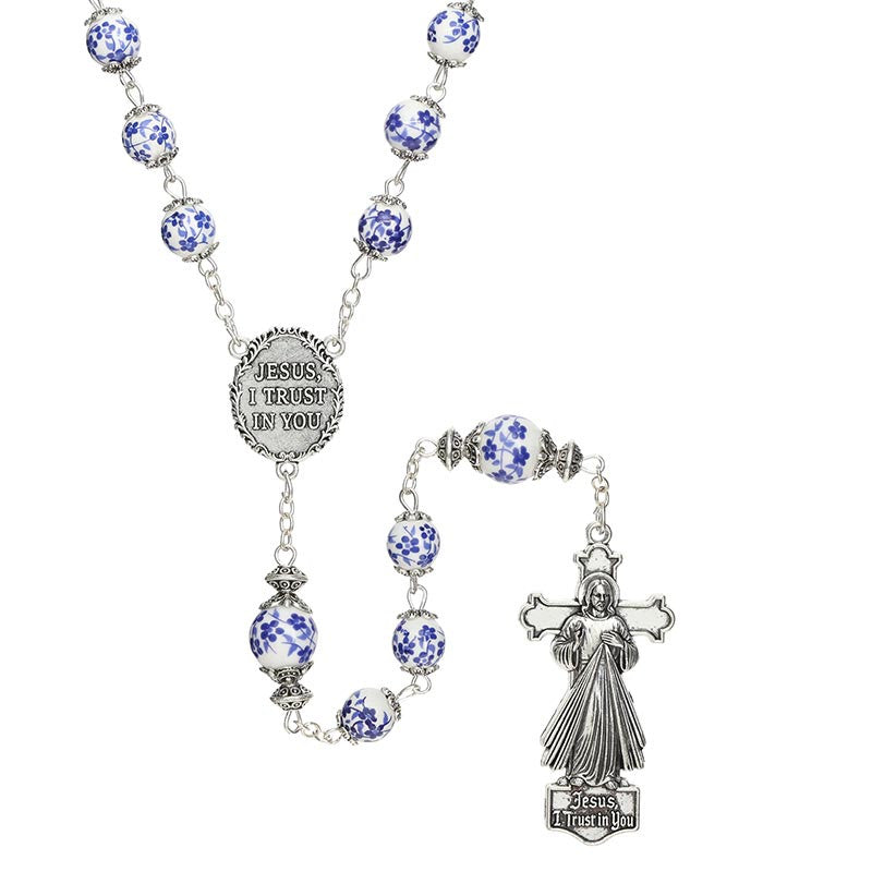 Divine Mercy Guilia Signorelli Rosary- Blue Floral