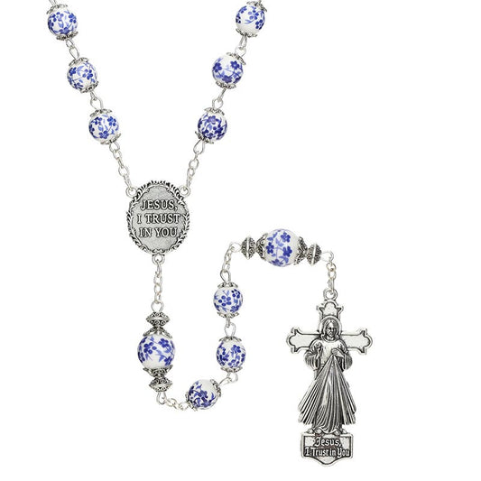 Divine Mercy Guilia Signorelli Rosary- Blue Floral