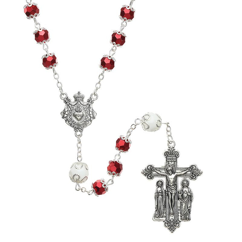 Sacred Heart Guilia Signorelli Rosary- Red and White