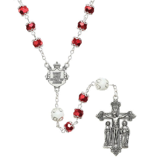 Sacred Heart Guilia Signorelli Rosary- Red and White