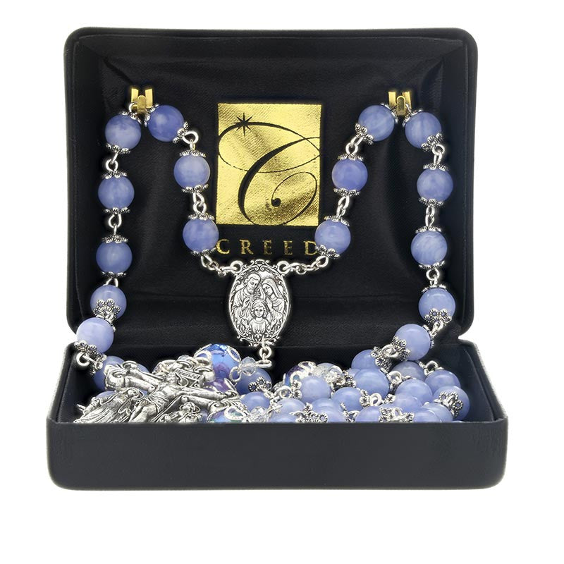Holy Family Guilia Signorelli Rosary - Aquamarine
