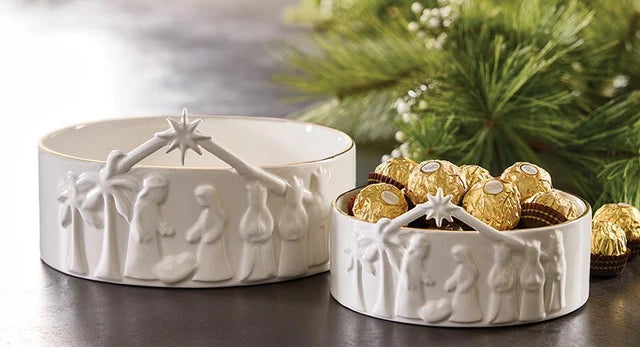 Ceramic Nativity Bowl 6"