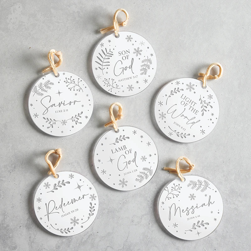 Christmas Ornaments - White Snow - 6/pk