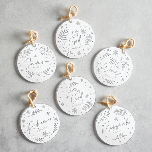 Christmas Ornaments - White Snow - 6/pk