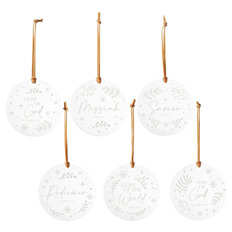 Christmas Ornaments - White Snow - 6/pk