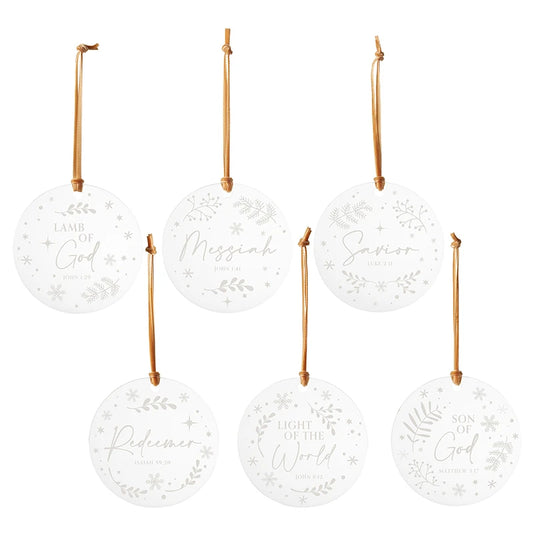 Christmas Ornaments - White Snow - 6/pk