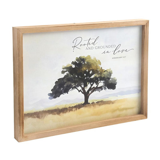 Tree of Life Framed Linen - Rooted And Grounded