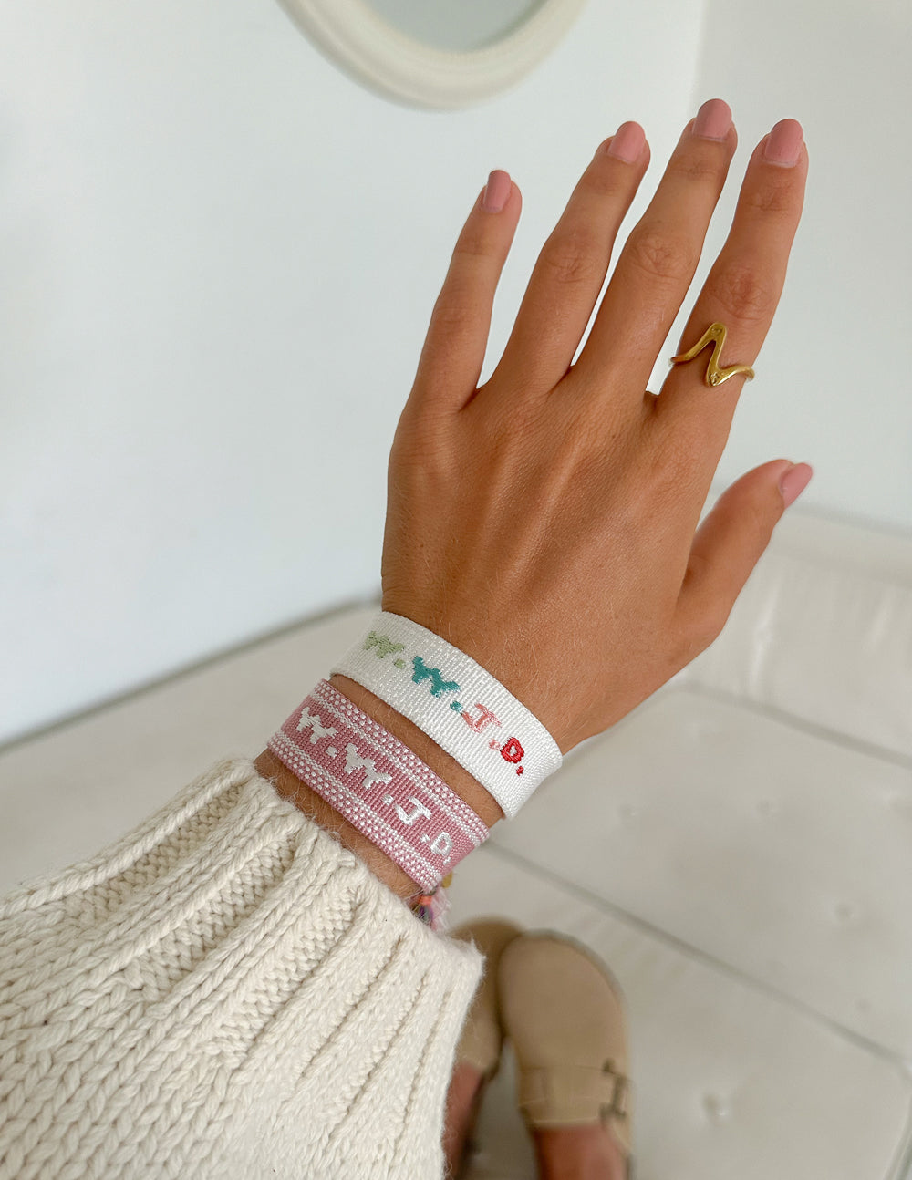 White WWJD Embroidered Bracelet