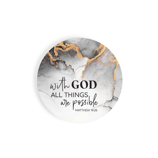 Ceramic Car Coaster - With God All