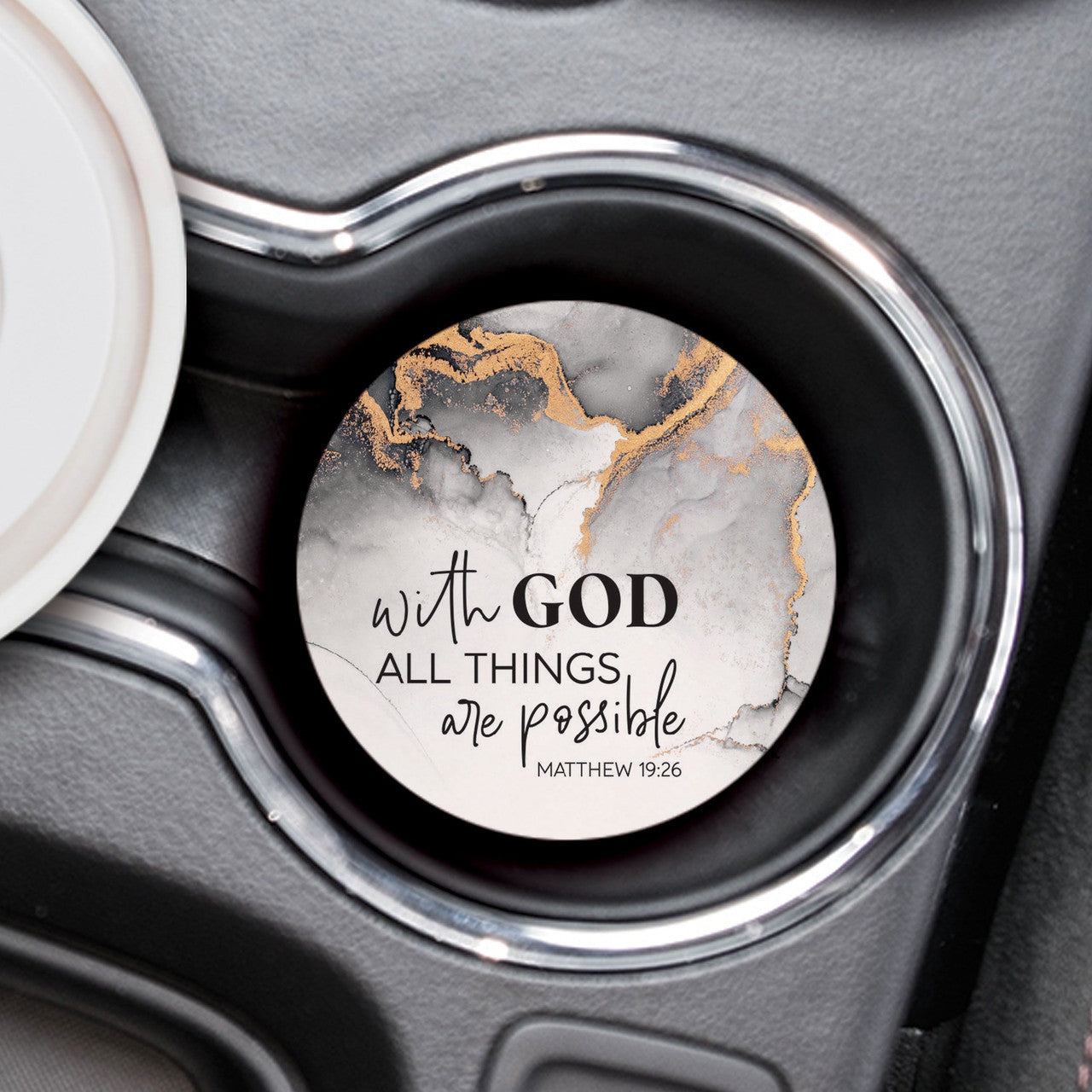 Ceramic Car Coaster - With God All