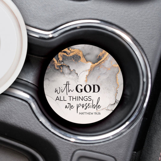 Ceramic Car Coaster - With God All