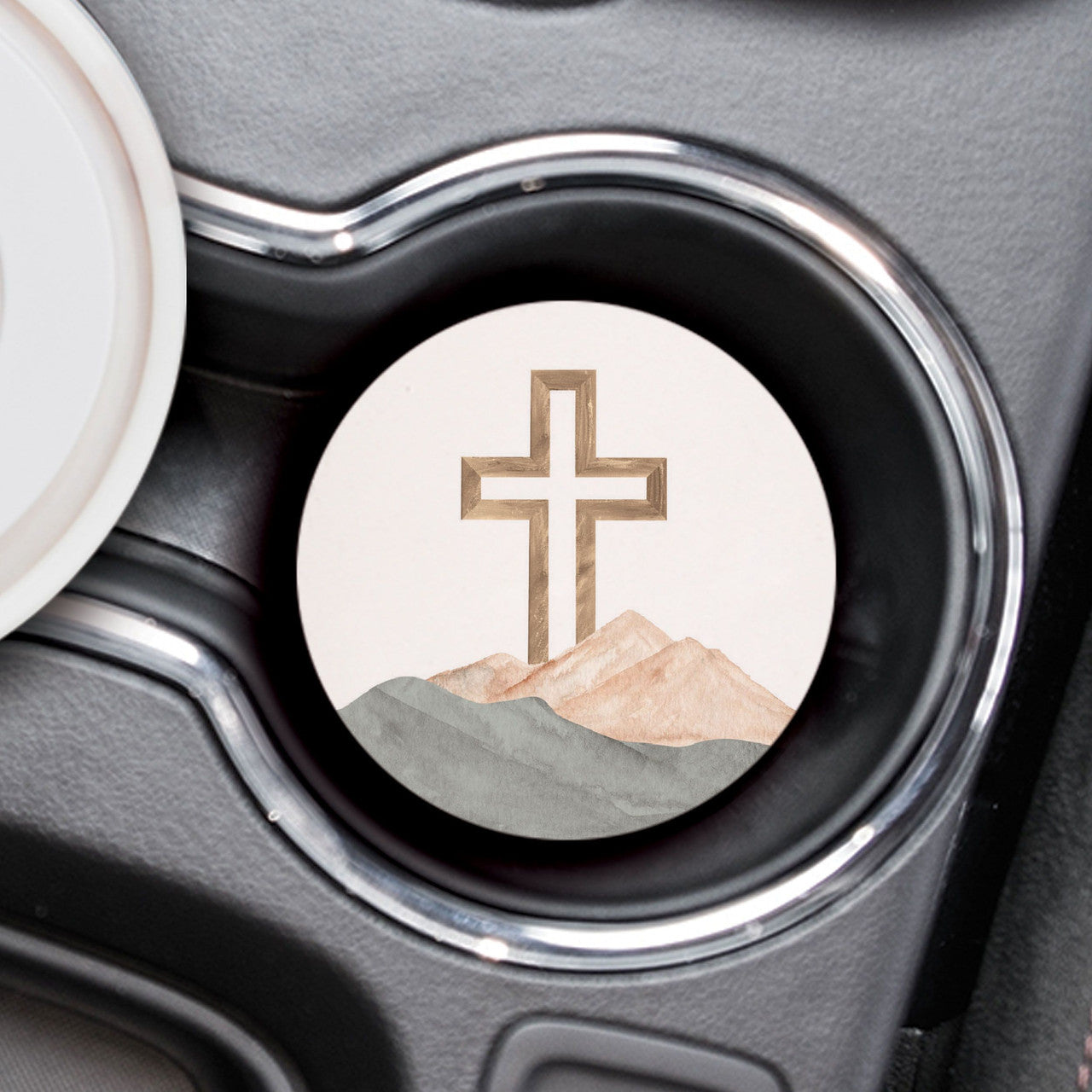 Ceramic Car Coaster - Cross