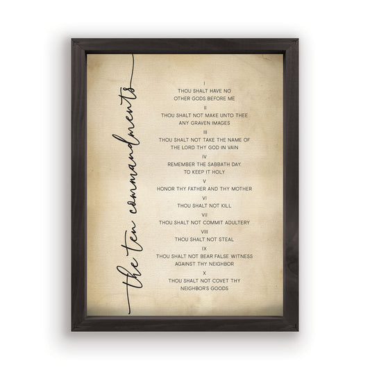 Tea & Ink Framed Linen Art - The Ten Commandments